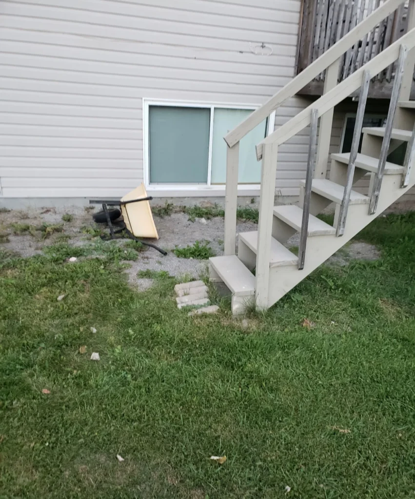 Rebuilt deck stairs with new handrails