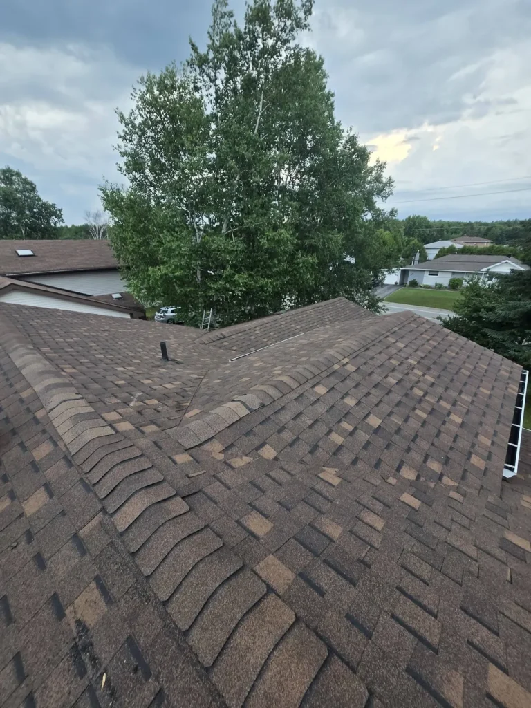 Older asphalt roof before two shingle layers were removed